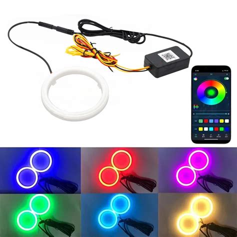 12v 24v Motorcycle Rgb Angel Eyes Halo Rings Lights With Turn Signal Lights App Bluetooth Led