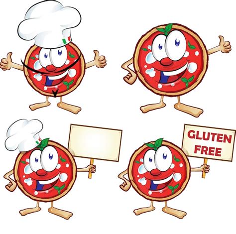 Premium Vector Pizza Mascot Cartoon Set Vector Illustration