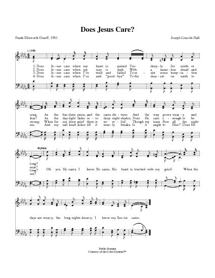 Does Jesus Care Lyrics Hymnal Eugena Selby