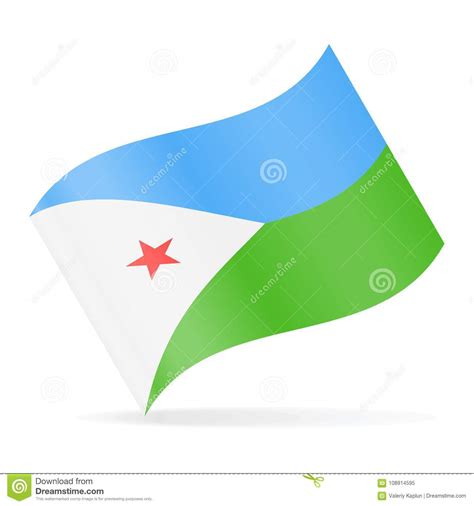 Icono Que Agita Del Vector De La Bandera De Djibouti Stock De