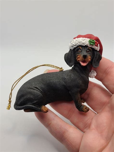 Vintage Danbury Mint Dachshund Wearing Santa Hat Christmas Ornament. - Etsy