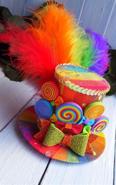 Mini Top Hat Headband Rainbow Mini Top Hat Mad Hatter Hat Tea Etsy Crazy Hat Day Crazy Hats