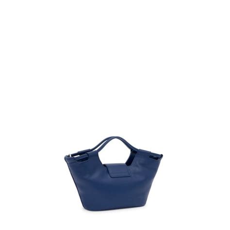 Small Navy Blue Leather Tote Bag Tous Sun Tous