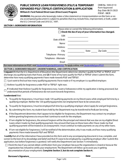 Loan Forgiveness Pslf Form Printable Form 2024