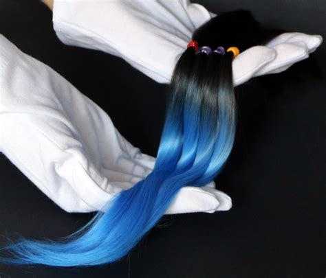 Black Blue Ombre Suri Alpaca Cria Hair For Dolls Fiber For Bjd Doll