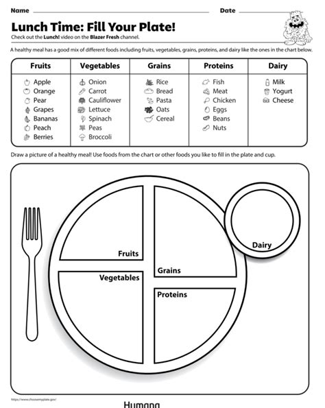 GoNoodle Lunch Time Fill in the Plate Activity for Kids