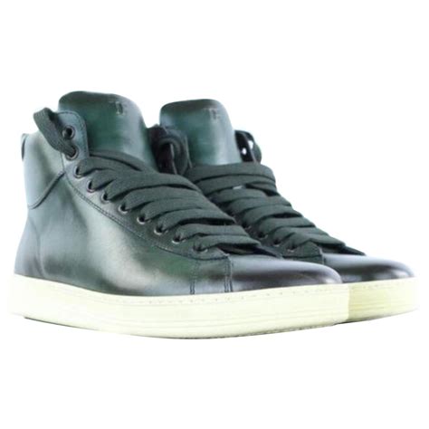 Tom Ford Green Russel Leather High Top Sneaker Mj Sneakers Boots