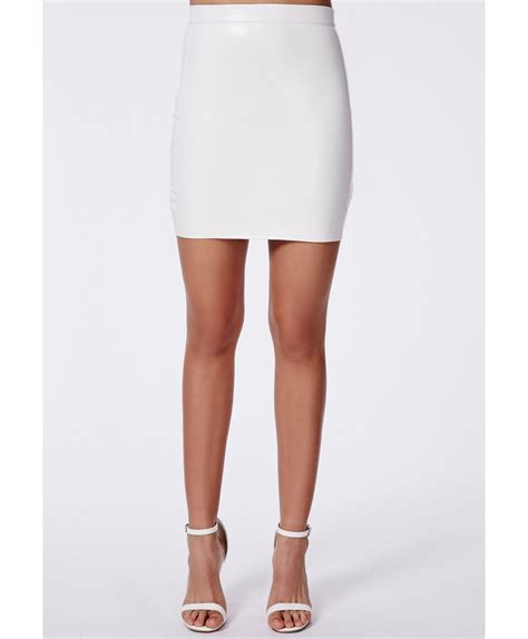 Lyst Missguided Rica Faux Leather Bodycon Mini Skirt In White In White