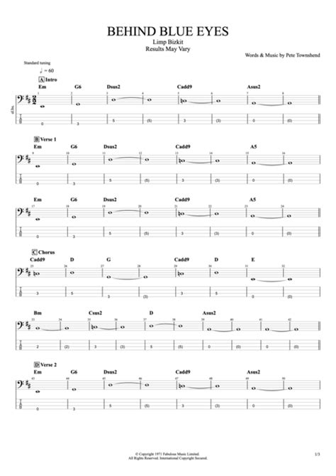 Behind Blue Eyes Guitar Chords