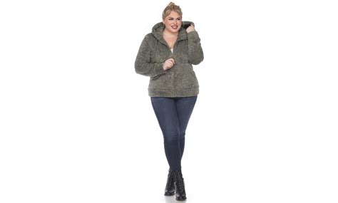 Up To 46% Off on Plus Size Hooded Sherpa Jacket | Groupon Goods