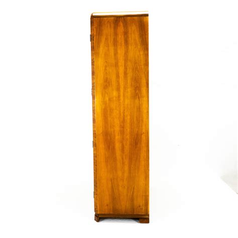 Art Deco Burr Walnut Double Wardrobe Small Compactum Armoire