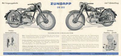 Motor lit de Zündapp DB 202 Prospekt 1952