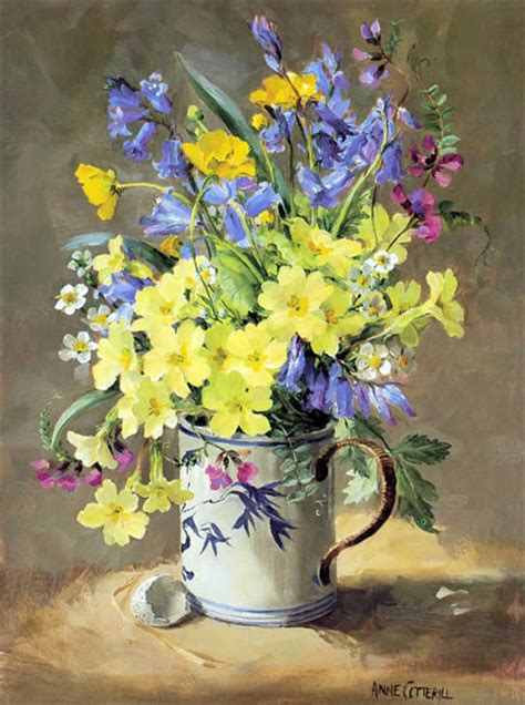 Primroses And Bluebells Blank Card Mill House Fine Art Publishers