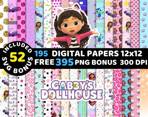 Gabbys Dollhouse Digital Papers Gabbys Dollhouse Wallpers Etsy UK