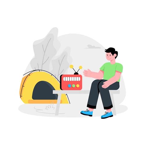 Premium Vector Man Listening To Radio While Camping Abstract Concept