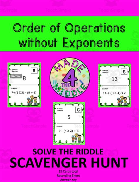 Math Scavenger Hunt Order Of Operations By Teach Simple