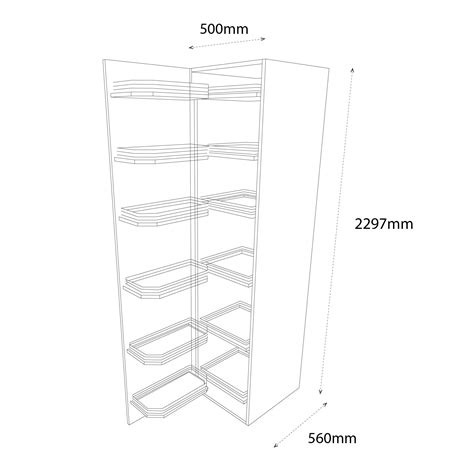 500mm Tandem Larder Tall Unit With Pull Out Graphite Wirework Left Hand