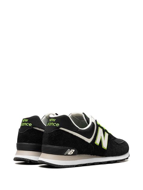 New Balance 574 Black White Green Sneakers Black Farfetch