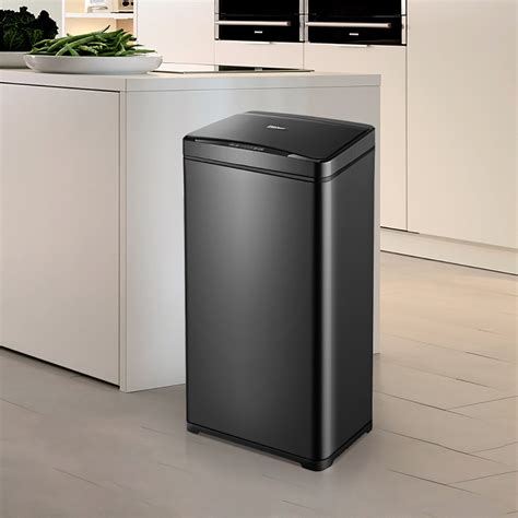 Intelligent Touchless Sensor Stainless Steel Trash Can 13 Gallon-Black ...