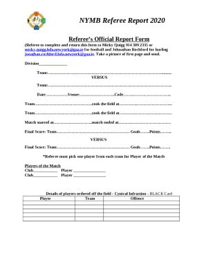 Referees Official Report Doc Template Pdffiller