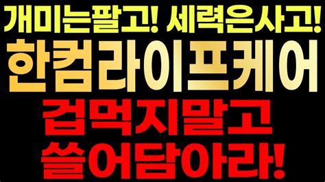 한컴라이프케어🚨 개미는팔고 세력은사고 겁먹지말고 쓸어담으세요 Youtube