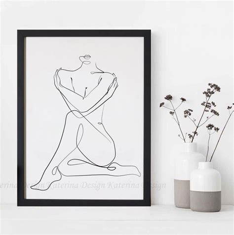 Line Drawing Woman Female Line Art Nude Line Drawing One Line Drawing