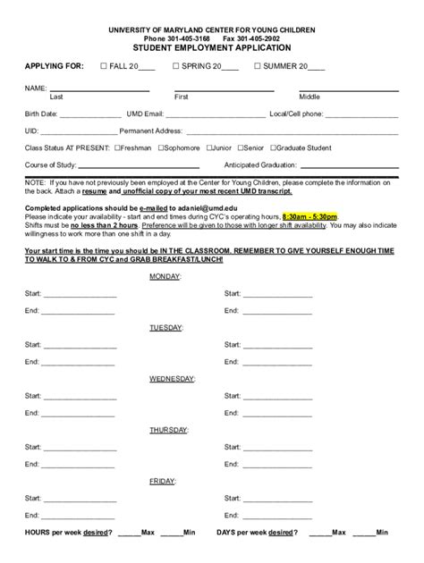 Fillable Online Education Umd Fws Summer Authorization Form