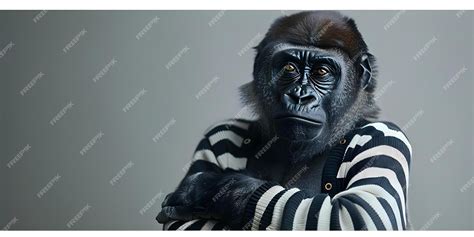 Premium Photo | Gorilla in black and white striped Concept Gorilla ...