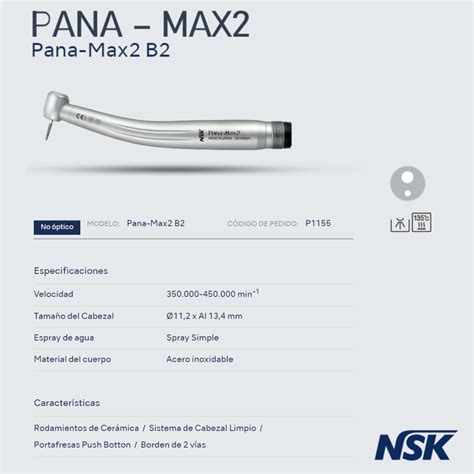 Turbina De Alta Velocidad Pana Max2 NSK Dental Store Group