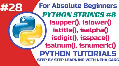 Isspace Isdigit Isalnum Isupper Islower Isalpha Istitle Part 8 Python Tutorials Class 11