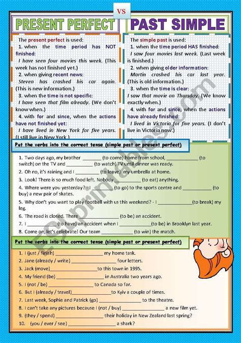 Present Perfect Vs Past Simple Exercises Elementary Level Pr