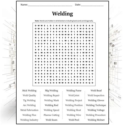 Welding Word Search Puzzle Worksheet Activity Pdf Printablebazaar