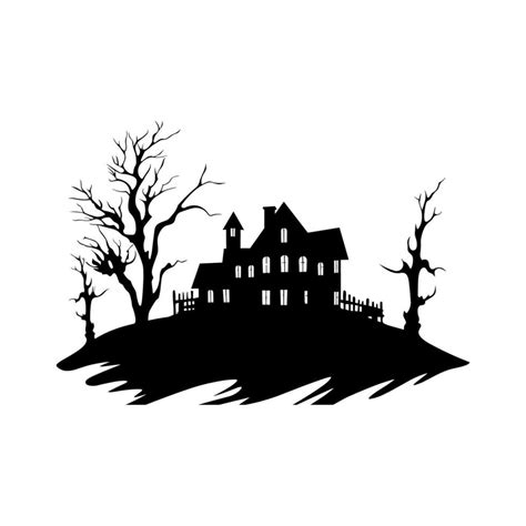 Un De Miedo Obsesionado Casa Silueta Vector Gratis Vector En