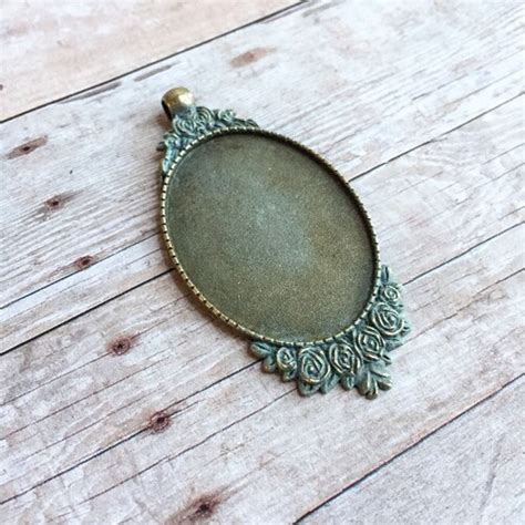 Oval Cameo Base Settings Antique Bronze Pendant Tray Blank Etsy