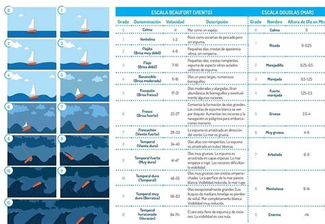 Escala Beaufort y Douglas clasificación del viento y del oleaje Boat