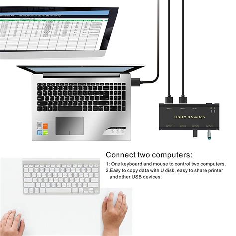 USB Switch Selector ABLEWE KVM Switcher 4 Port USB 2 0 Peripheral