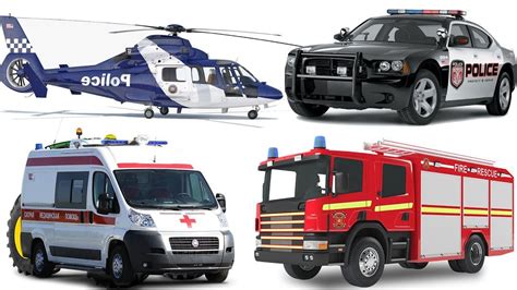 Emergency Vehicles for kids, Learn Name and Sounds #PoliceCar, Fire ...