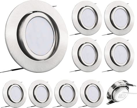 Kyotech Lot De 9 Spot Led Encastrable Orientable Salle De Bain Ip44 Dimmable 5w Blanc Chaud