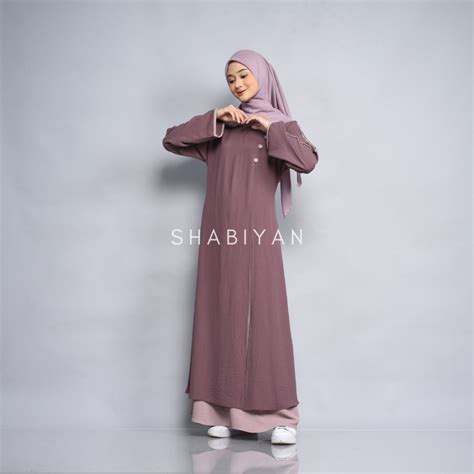 Jual Shabiyan Gamis Polos Kombinasi Crinkle Air Flow Raya