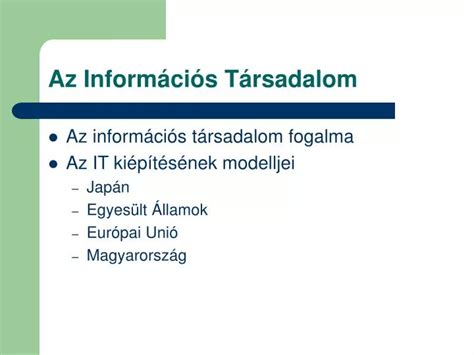 PPT Az Információs Társadalom PowerPoint Presentation free download