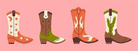 Vector different cowboy boots. Wild west concept. Western set. 29940669 ...