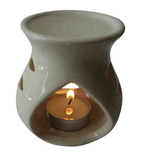 Buy White Ceramic And Wax Aroma Candle Diffuser Oil By Riflection Online