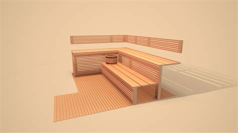 3d Model Wooden Bench For Sauna Vr Ar Low Poly Cgtrader