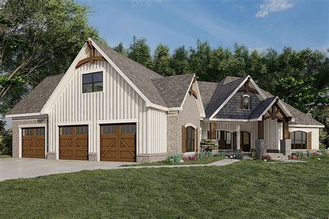 Mountain Craftsman House Plan with Angled 3-Car Garage - 70684MK ...