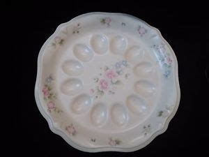 Pfaltzgraff Tea Rose Sculpted Deviled Egg Serving Platter Tray Pottery