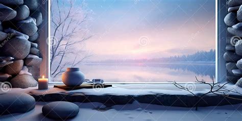 Calm Winter Meditation And Health Balance Background Stock Illustration