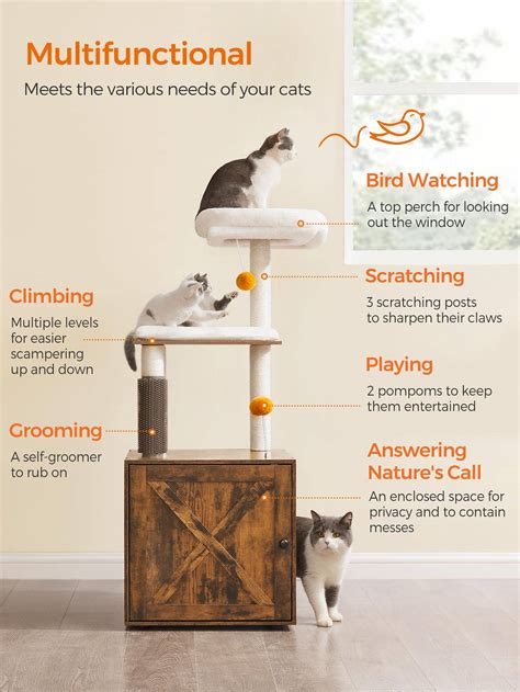 Feandrea Woodywonders Cat Tree With Litter Box Enclosure In Modern