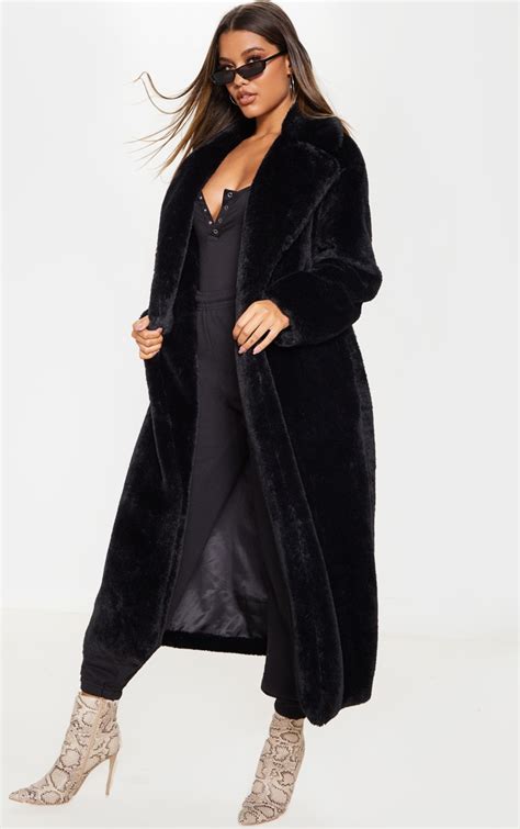 Black Belted Faux Fur Coat Coats And Jackets Prettylittlething Usa