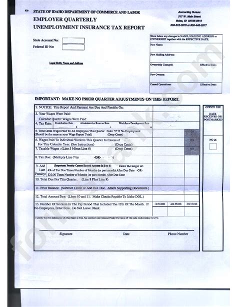 Form Vec Fc 20 Employer S Quarterly Tax Report Printable Pdf Download