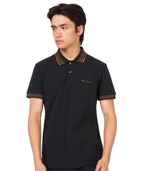 Ben Sherman Black Collar Interest Polo Shirt Modfellas Clothing